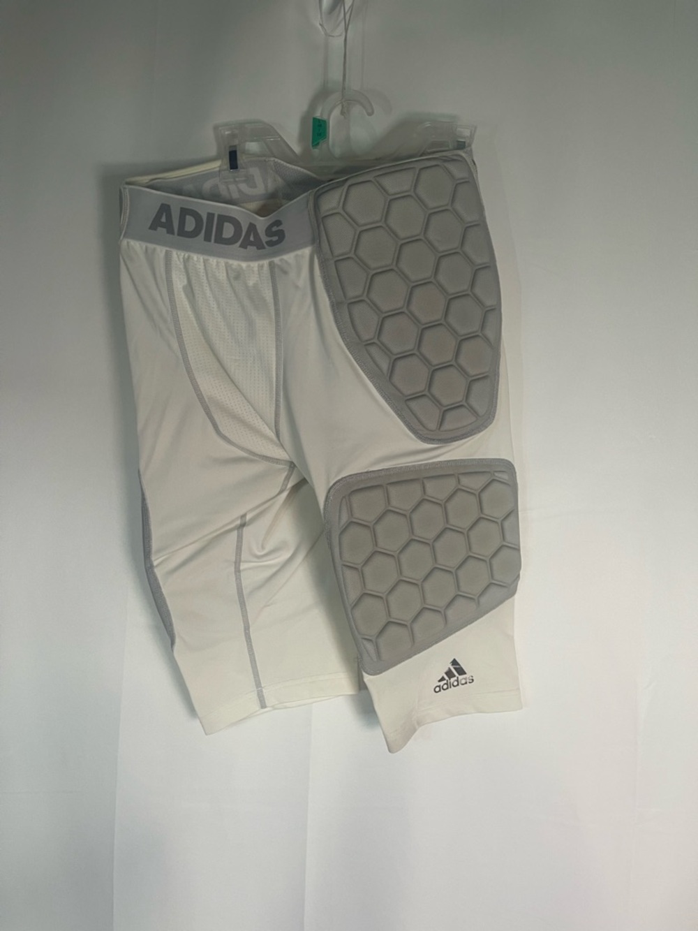 adidas White & Gray Padded Athletic Compression Shorts
